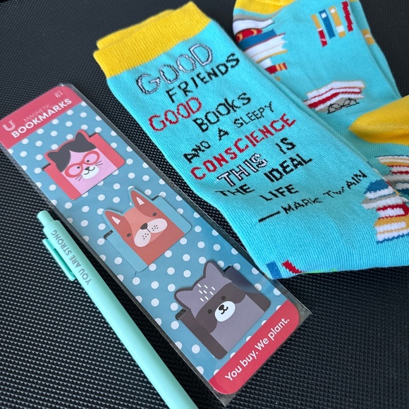 Other - Book lovers gift set, socks, bookmarks, pen (you are strong)
